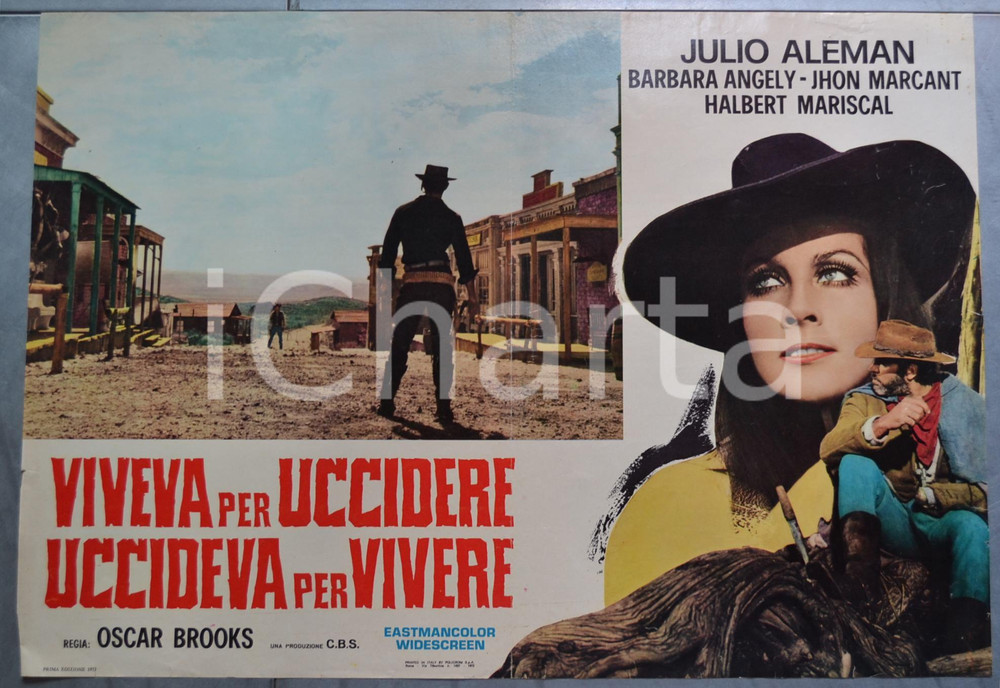 Materiale cinematografico d’epoca 1969 WESTERN Viveva per uccidere, uccideva per vivere Julio ALEMAN Lobby card 1