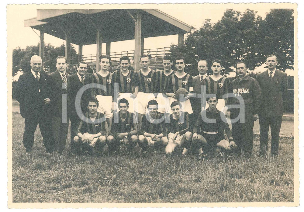 Fotografia d epoca originale 1945 ca TORINO  REBAUDENGO C.S.I.  Squadra calcio e dirigenza Foto 18x13 cm 1