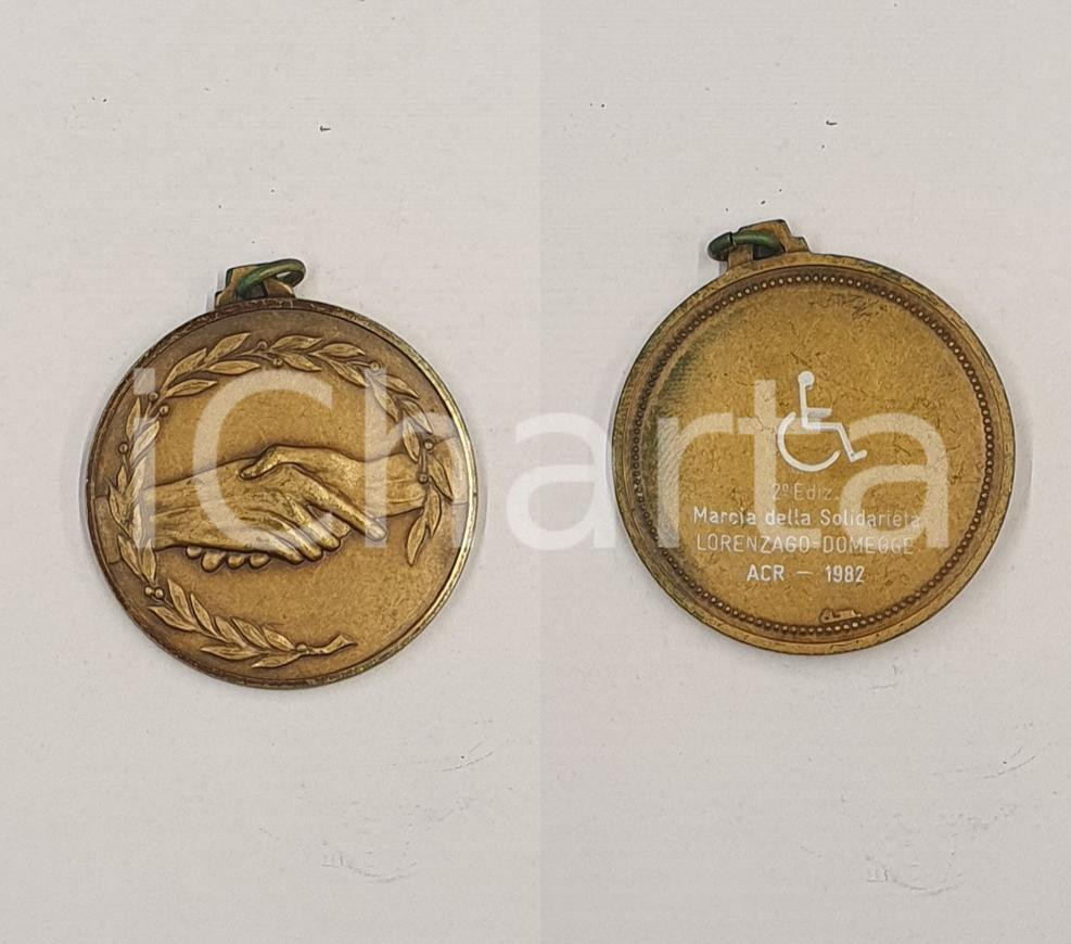 1982 LORENZAGO  DOMEGGE Marcia della solidarietà  2 Edizione  Medaglia 4x4 1