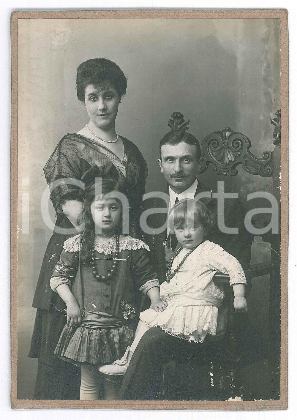 Fotografia d epoca originale 1910 ca MILANO Costanzo RUSCONI  Ritratto di famiglia 2 Foto 11x16 cm 1