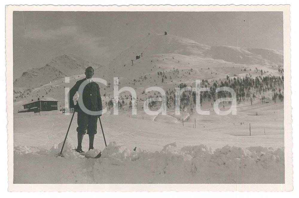 Fotografia d epoca originale 1940 ca ITALIA Sciatore sulle piste innevate  Ritratto Foto 15x10 cm 1