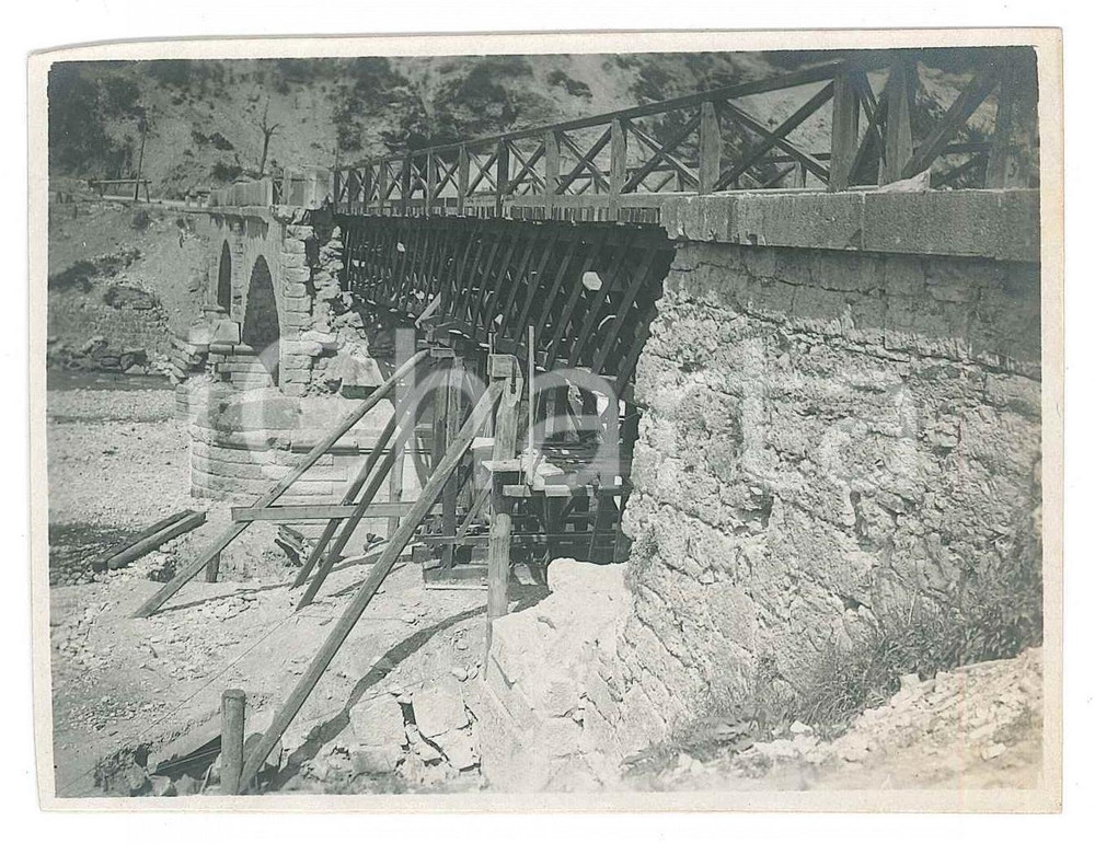 Fotografia d epoca originale 1918 ? WW1 ITALIA Ricostruzione di un ponte 2 Fotografia anonima 11x8 cm 1