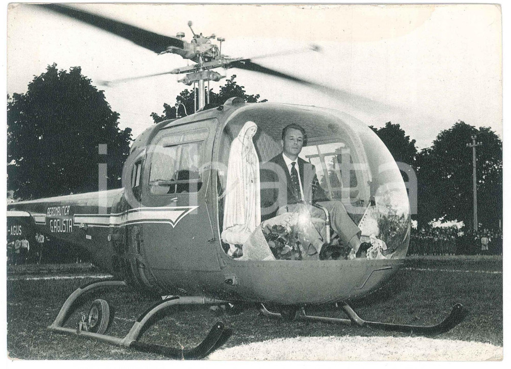Fotografia d epoca originale 1958 TORINO Madonna di FATIMA a bordo di elicottero AGUSTA  Foto 18x13 cm 1