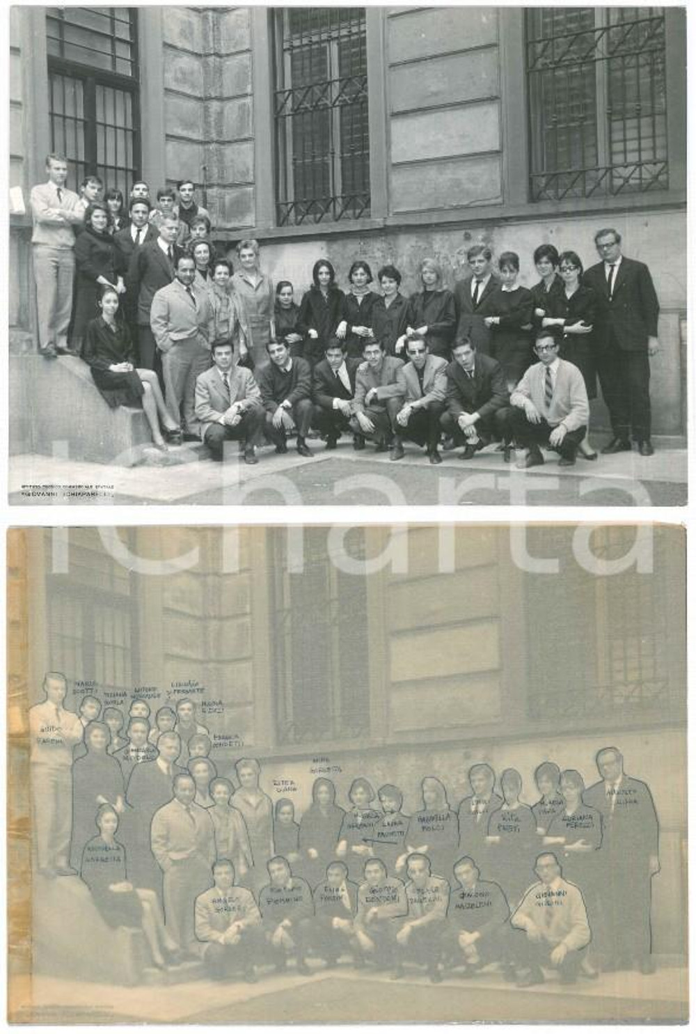 Fotografia d epoca originale 1965 MILANO Istituto Tecnico SCHIAPARELLI  Ritratto classe VC  Foto 1