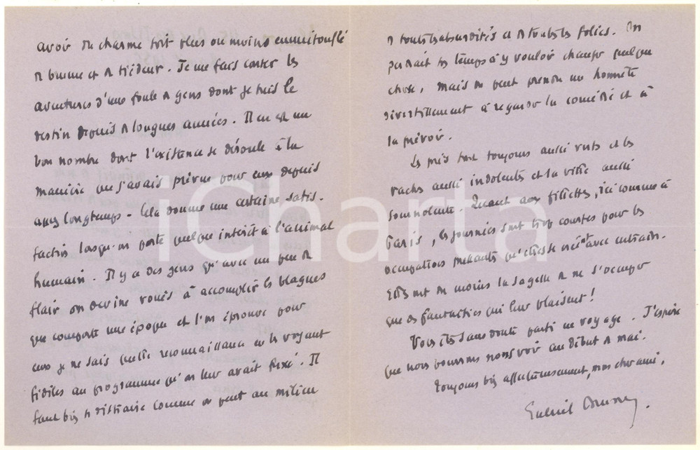 Autografo originale 1936 ALENÃ‡ON Gabriel BRUNET DE SAIRIGNE  et la vie en Normandie AUTOGRAPHE 1