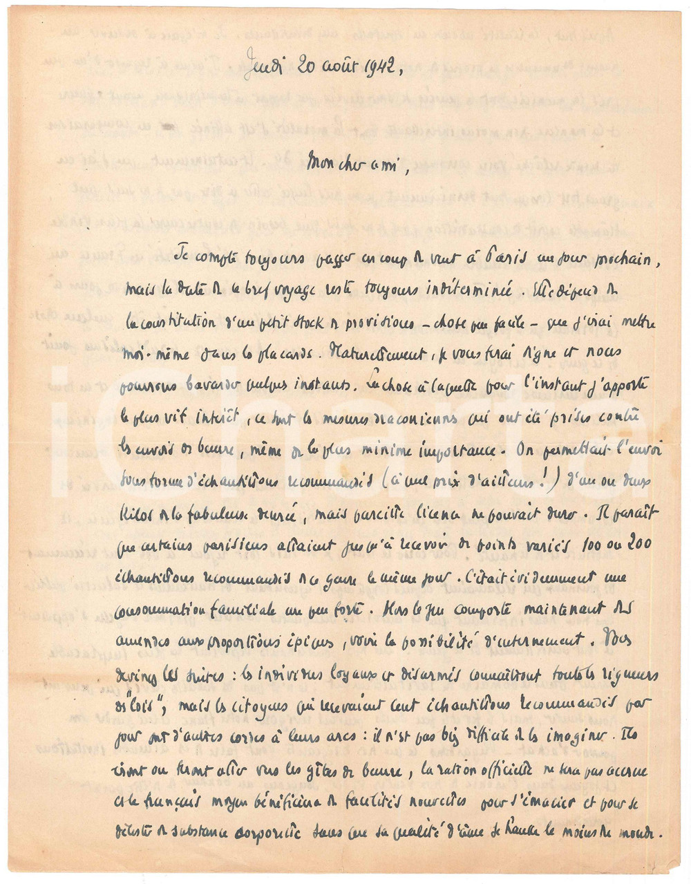 Autografo originale 1942 WW2 ALENÃ‡ON Gabriel BRUNET et les radicalismes en France AUTOGRAPHE 1