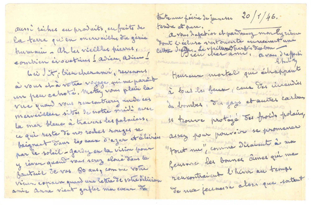 Autografo originale 1946 FRANCE Etienne BANDY DE NALECHE infreddolito e in lettura Autografo 1