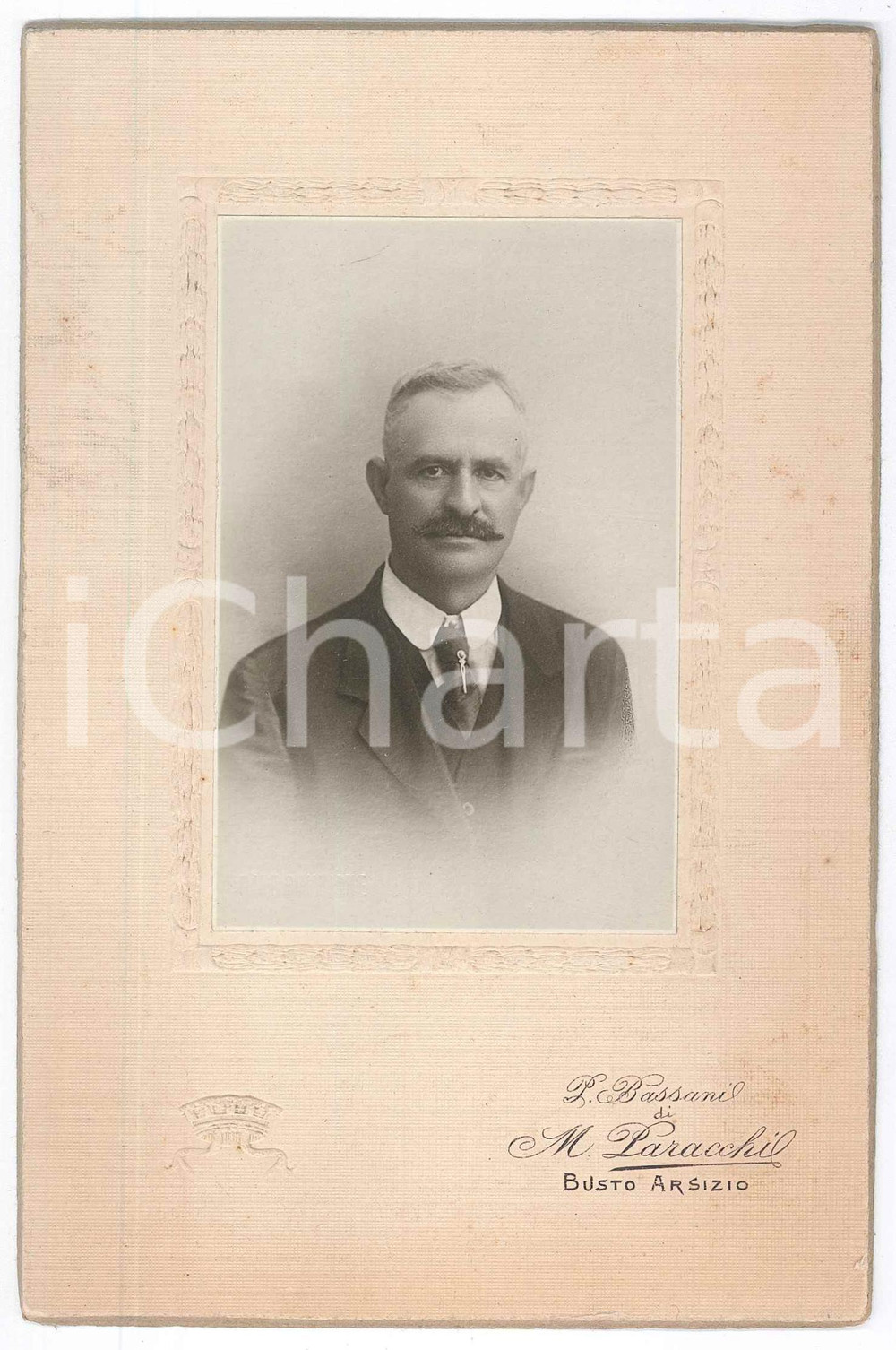 Fotografia d epoca originale 1910 ca BUSTO ARSIZIO VA Ritratto maschile  Busto  Foto Menotti PARACCHI 1