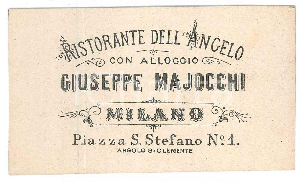 Oggetto da collezione cartaceo 1910 ca MILANO S. Stefano  Ristorante dell Angelo Giuseppe MAJOCCHI  Biglietto 1