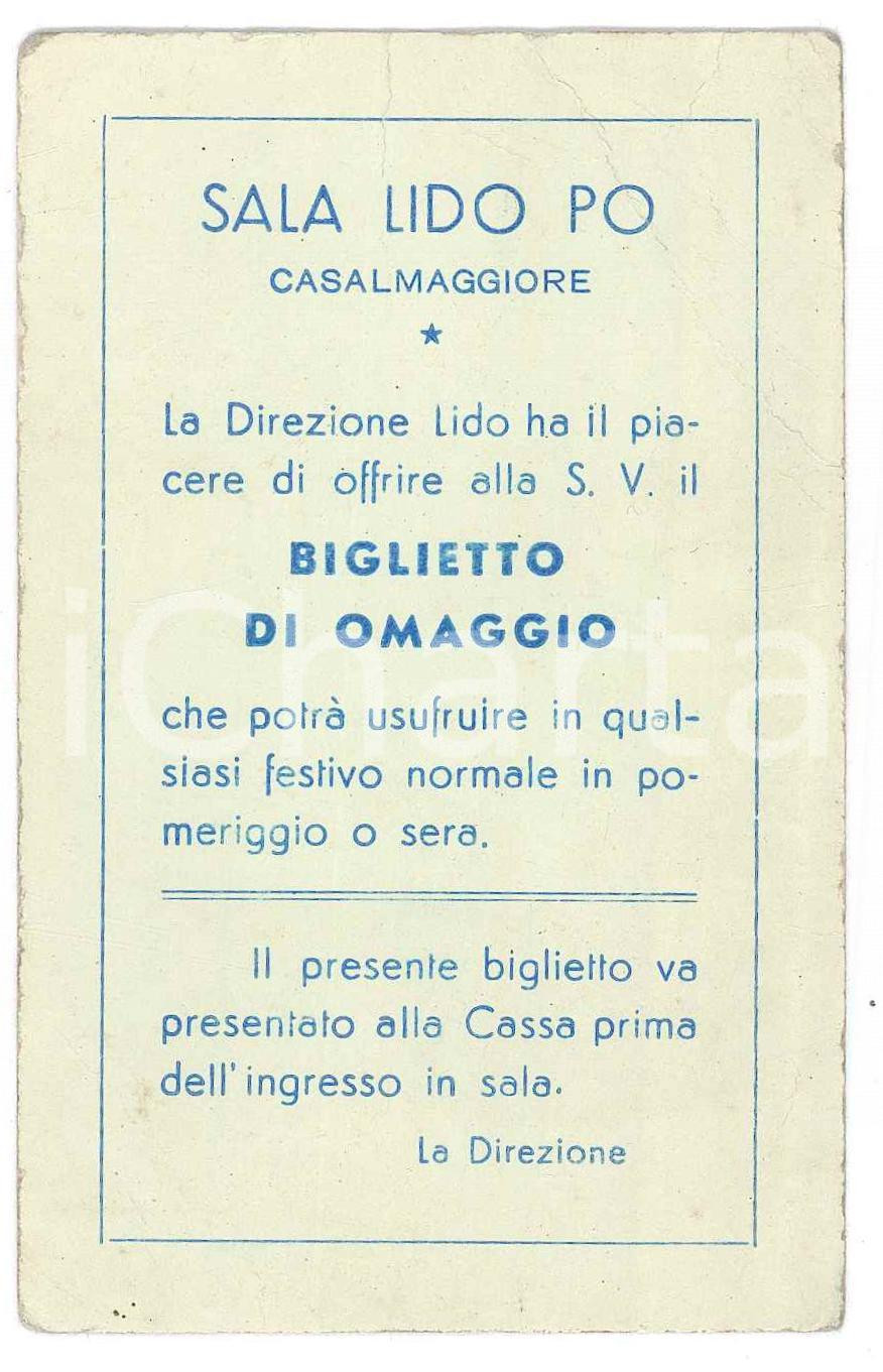 Oggetto da collezione cartaceo 1950 ca CASALMAGGIORE Sala Lido Po  Biglietto omaggio 7x11 cm 1