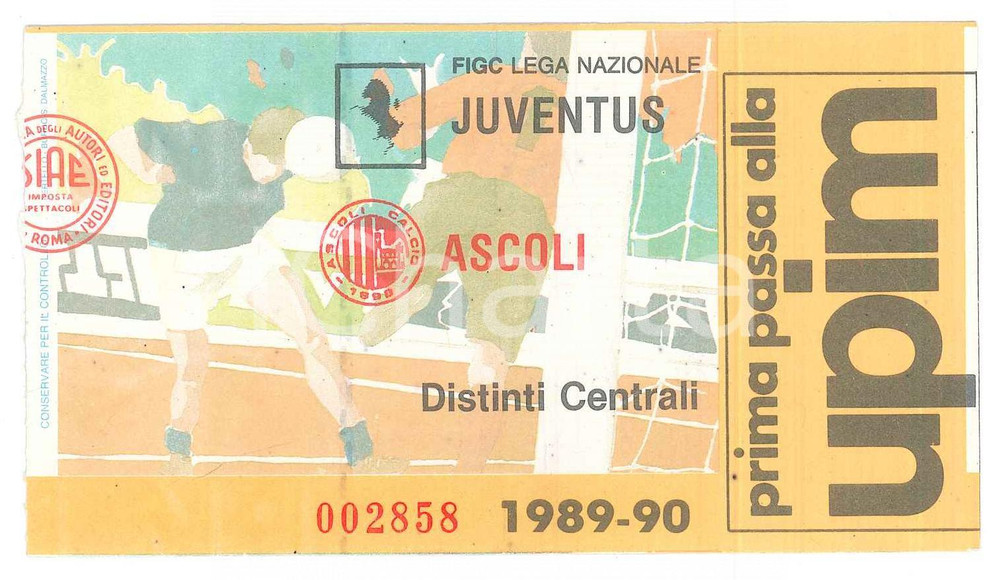 Oggetto da collezione cartaceo 1990 TORINO Stadio comunale JUVENTUS vs ASCOLI Biglietto  Calcio FIGC 1