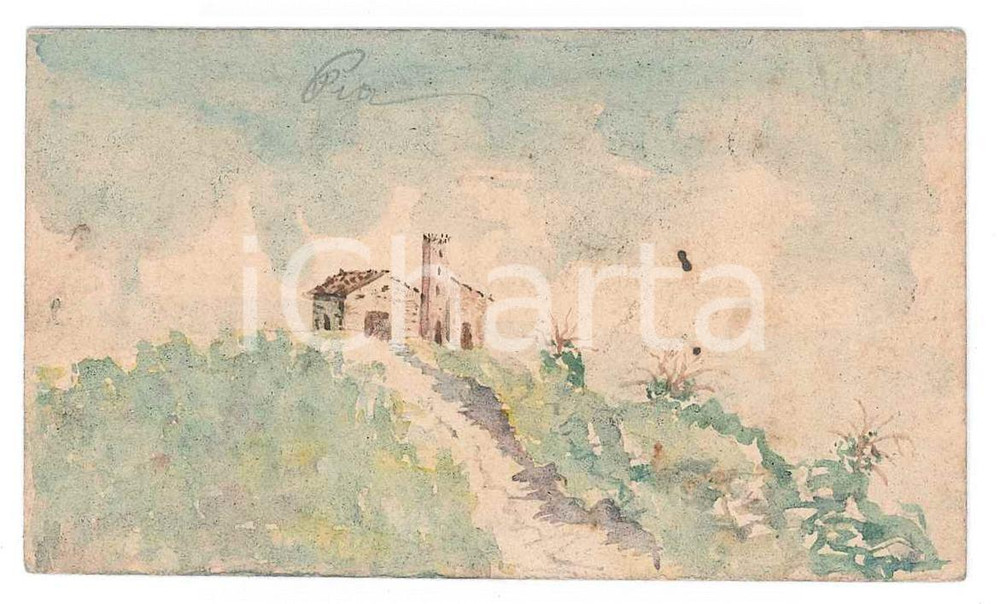 Oggetto da collezione cartaceo 1910 ca Giovanni e Teresa GIOVENALE  Panorama Biglietto DISEGNATO A MANO 1
