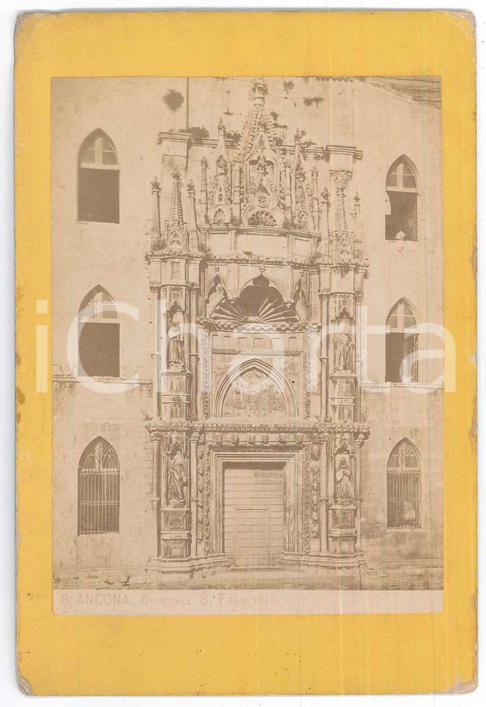 Fotografia d epoca originale 1900 ca ANCONA Chiesa di S. FRANCESCO ALLE SCALE  Facciata Foto 11x17 cm 1