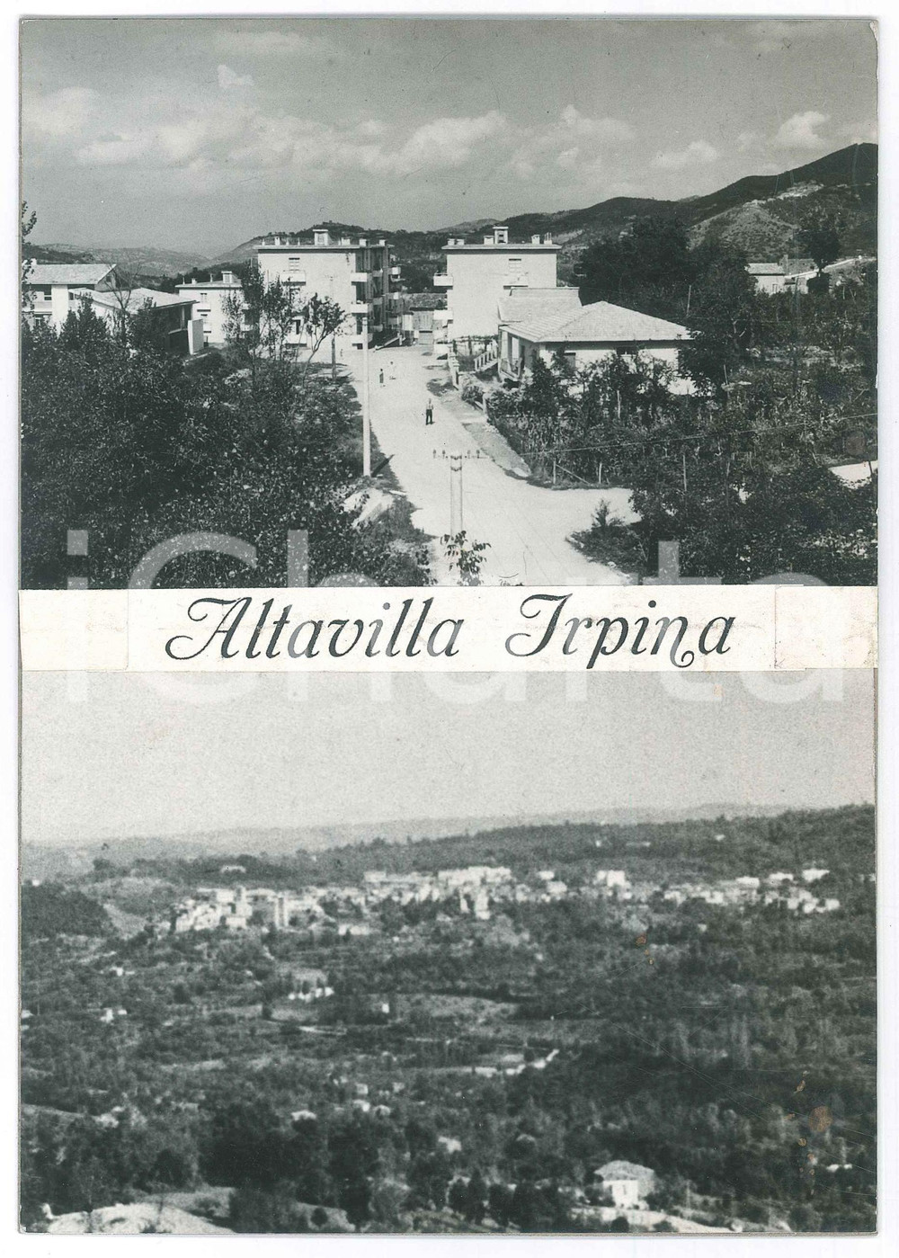 Stampa, bozzetto originale 1960 ca ALTAVILLA IRPINA AV Vedute Bozzetto cartolina 15x21 cm 1
