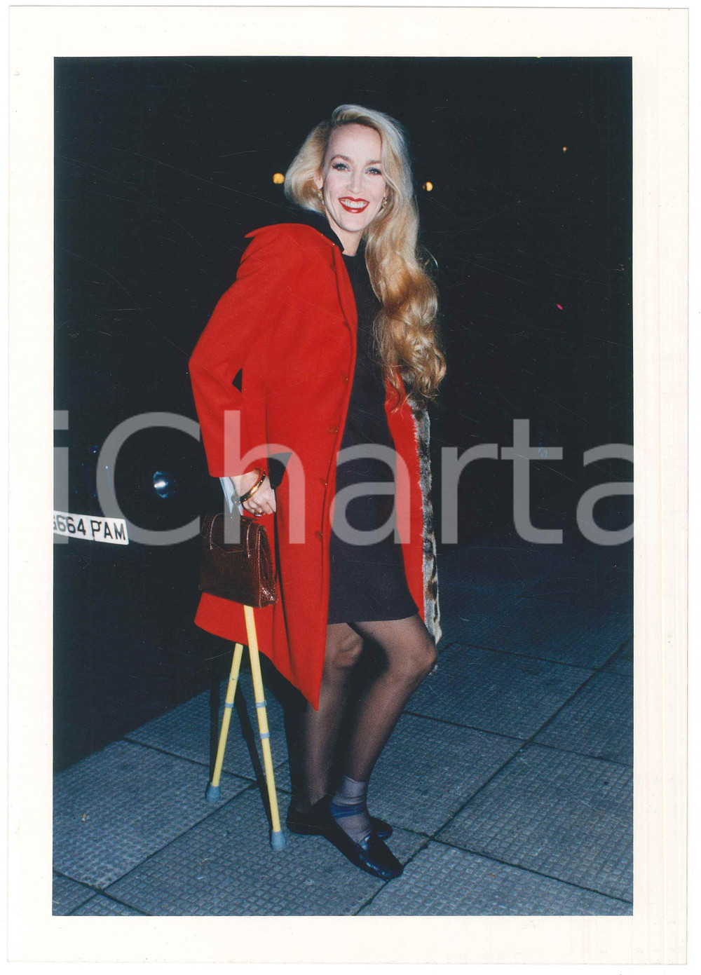 Fotografia d epoca originale 1996 LONDON S RIVER CAFE Jerry HALL at a party  Photo 21x29 cm 1