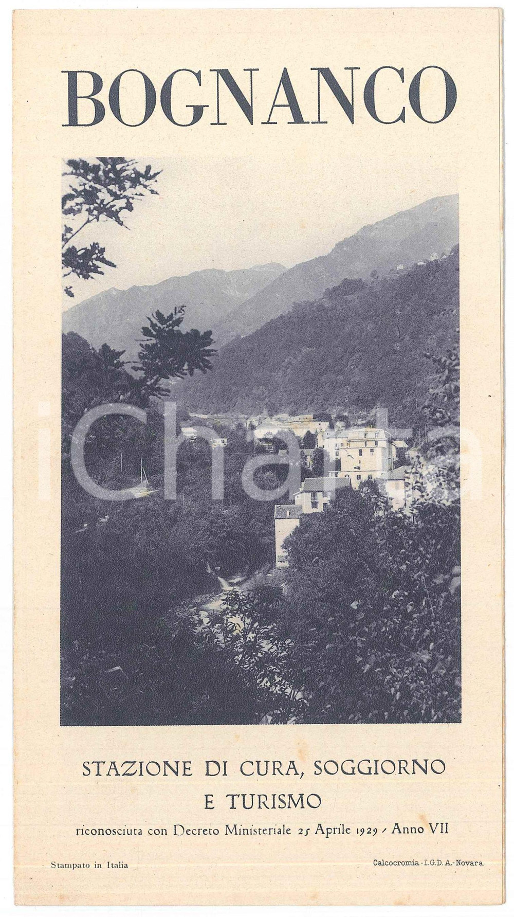 Materiale pubblicitario d’epoca 1930 ca BOGNANCO Stazione di cura e soggiorno Pieghevole ILLUSTRATO TURISMO 1