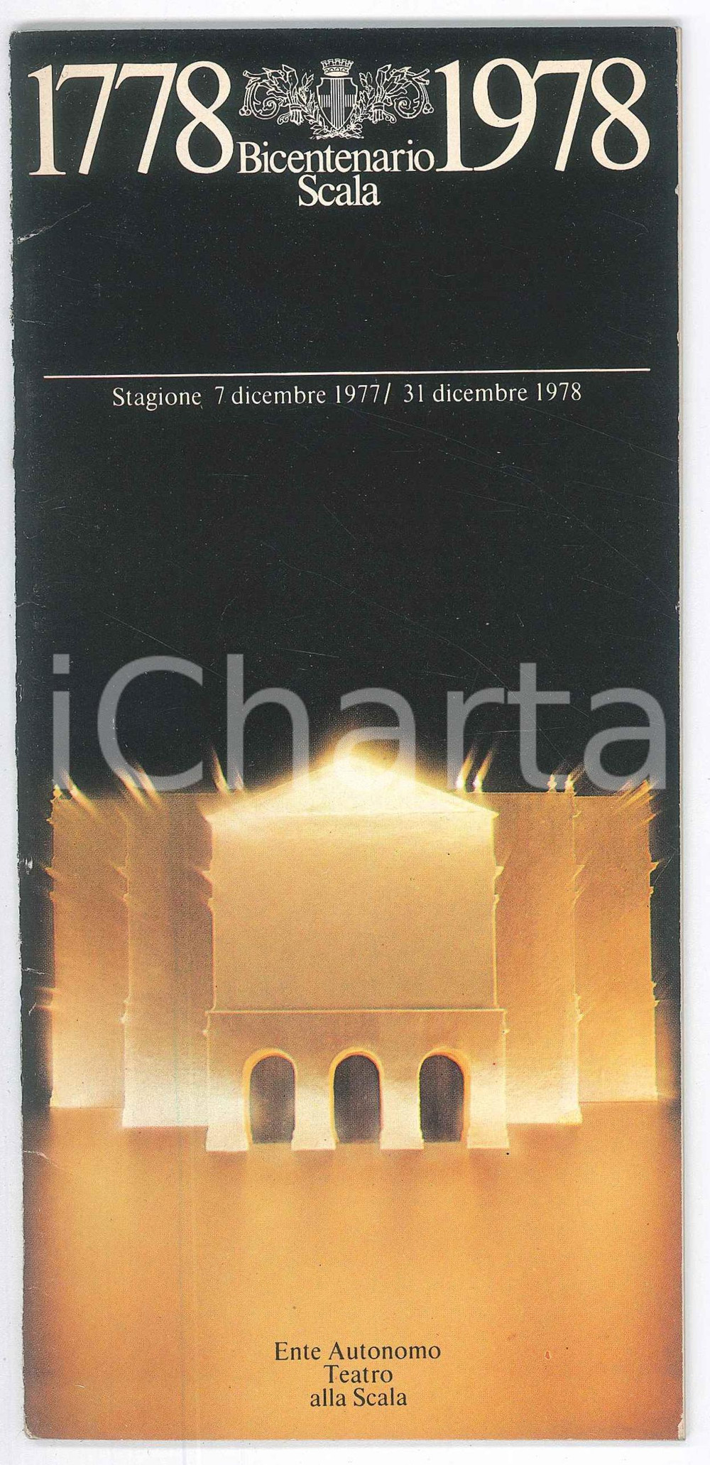 Materiale pubblicitario d’epoca Stagione 19771978 TEATRO ALLA SCALA  Bicentenario  Pieghevole 40 pp. 1
