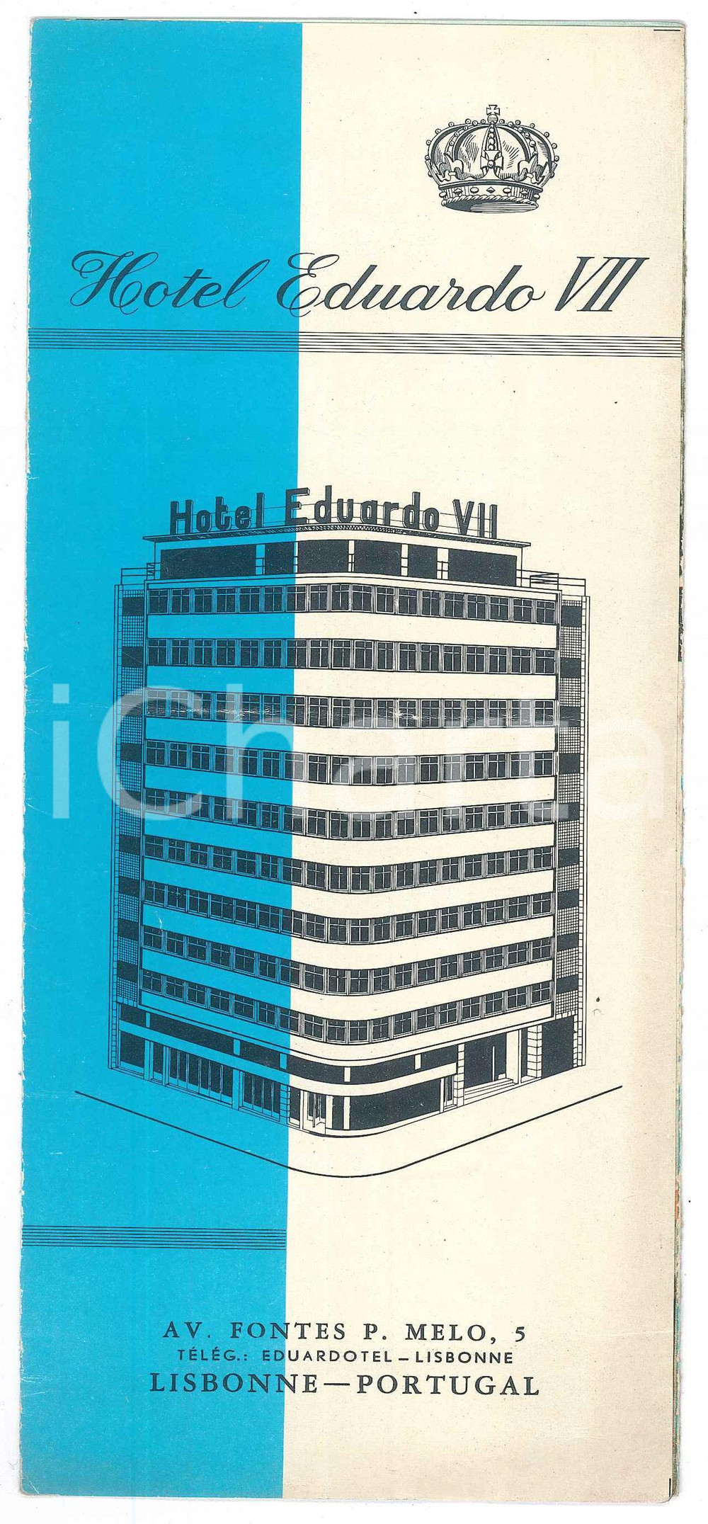Materiale pubblicitario d’epoca 1958 LISBOA Av. Fontes P. Melo 5  HOTEL EDUARDO VII Brochure 10x22 cm 1