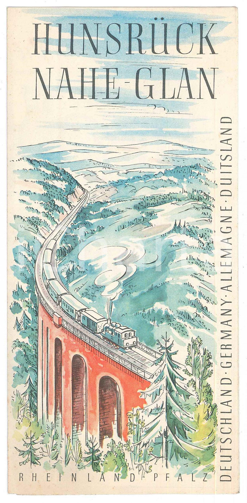 Materiale pubblicitario d’epoca 1955 DEUTSCHLAND Rheinlandpfalz HUNSRUCK NAHEGLAN Brochure 10x21 cm 1