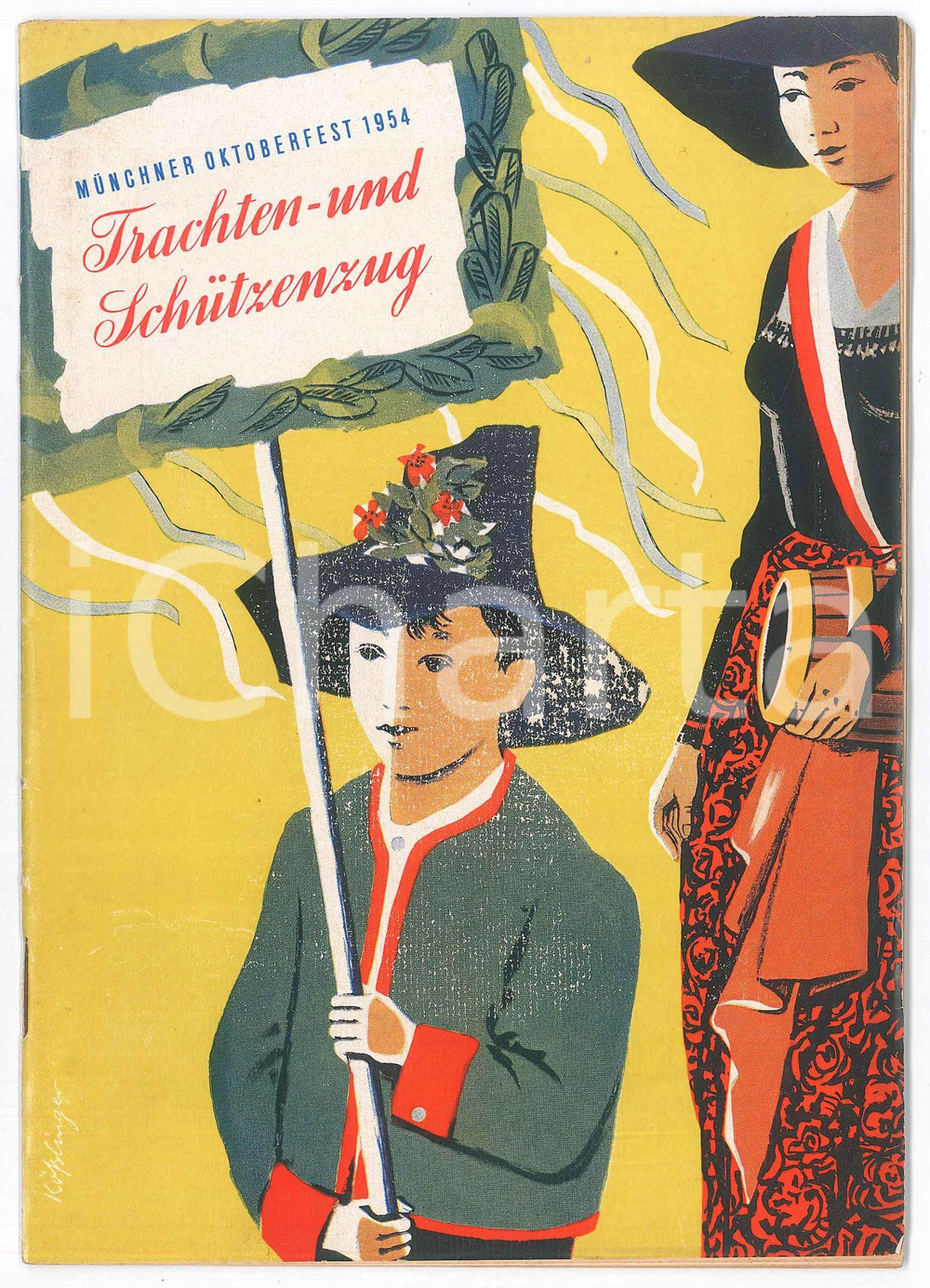 Materiale pubblicitario d’epoca 1954 TOURISM MUNCHNER OKTOBERFEST Trachtenund Schutzenzug Brochure 32 pp. 1