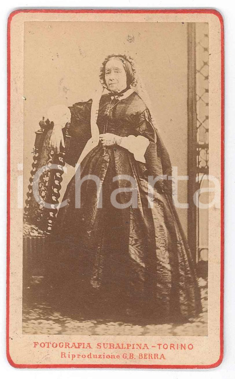 Fotografia d epoca originale 1880 ca NOBILTA  TORINO Donna in abito scuro  Ritratto  Fotografia SUBALPINA 1