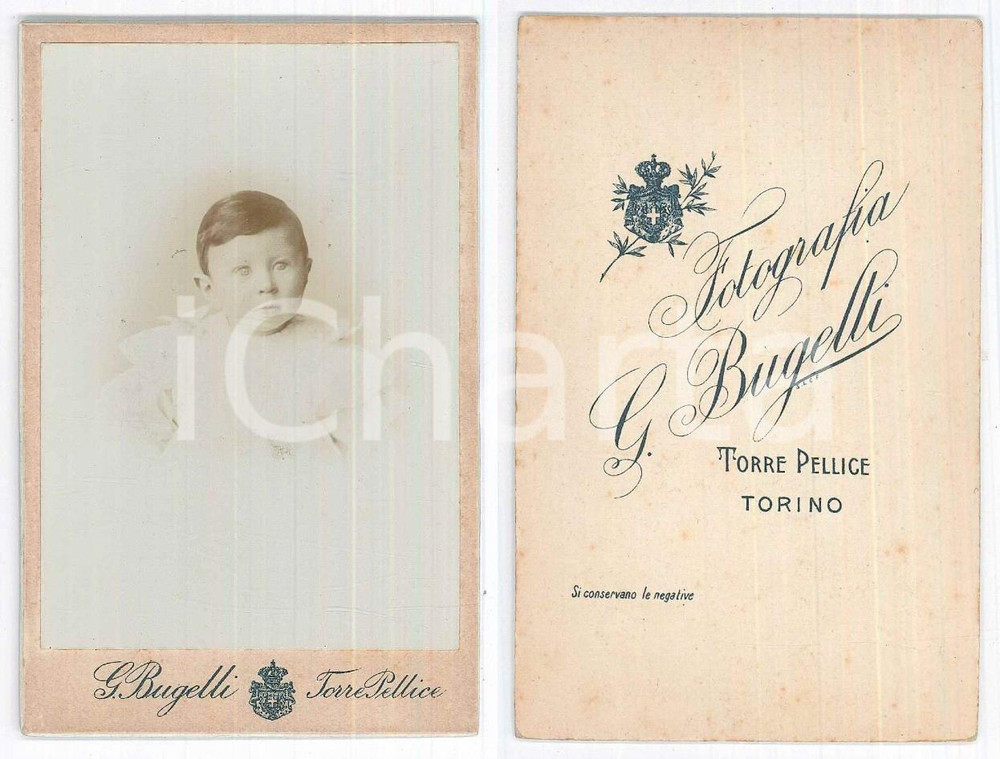 Fotografia d epoca originale 1910 ca TORRE PELLICE Clelia Letizia JAHIER a 8 mesi 1 Foto Giulio BUGELLI CDV 1