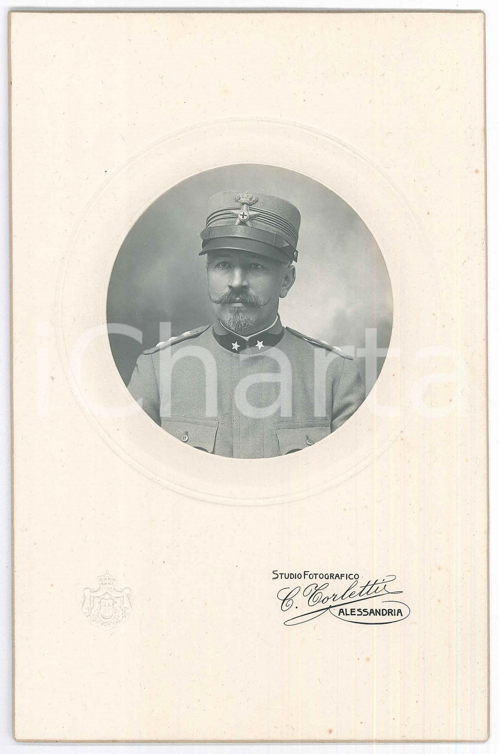 Fotografia d epoca originale 1915 ca WW1 ALESSANDRIA  REGIO ESERCITO  Ufficiale medico Foto Carlo TORLETTI 1