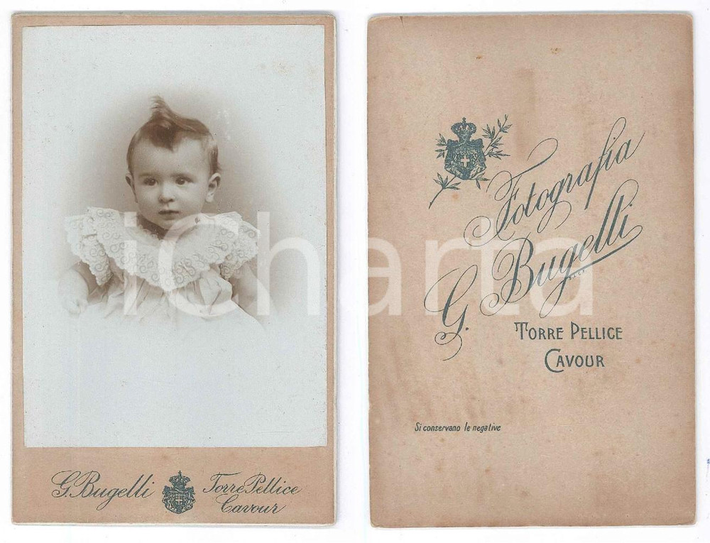 Fotografia d epoca originale 1910 ca TORRE PELLICE Ritratto di bambina  Foto Giulio BUGELLI CDV 1