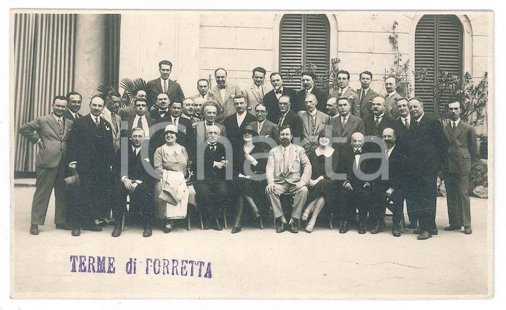 Fotografia d epoca originale 1920 ca TERME DI PORRETTA Gruppo di villeggianti  Foto cartolina 14x9 cm 1