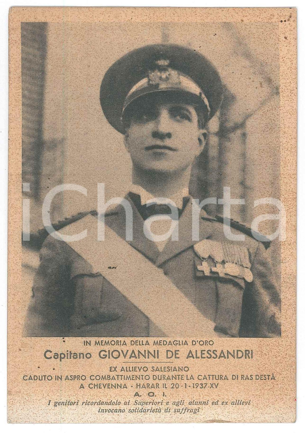 Cartolina originale da collezione 1939 TREVIGLIO Ex Allievi DON BOSCO  Cartolina cap. Giovanni DE ALESSANDRI 1