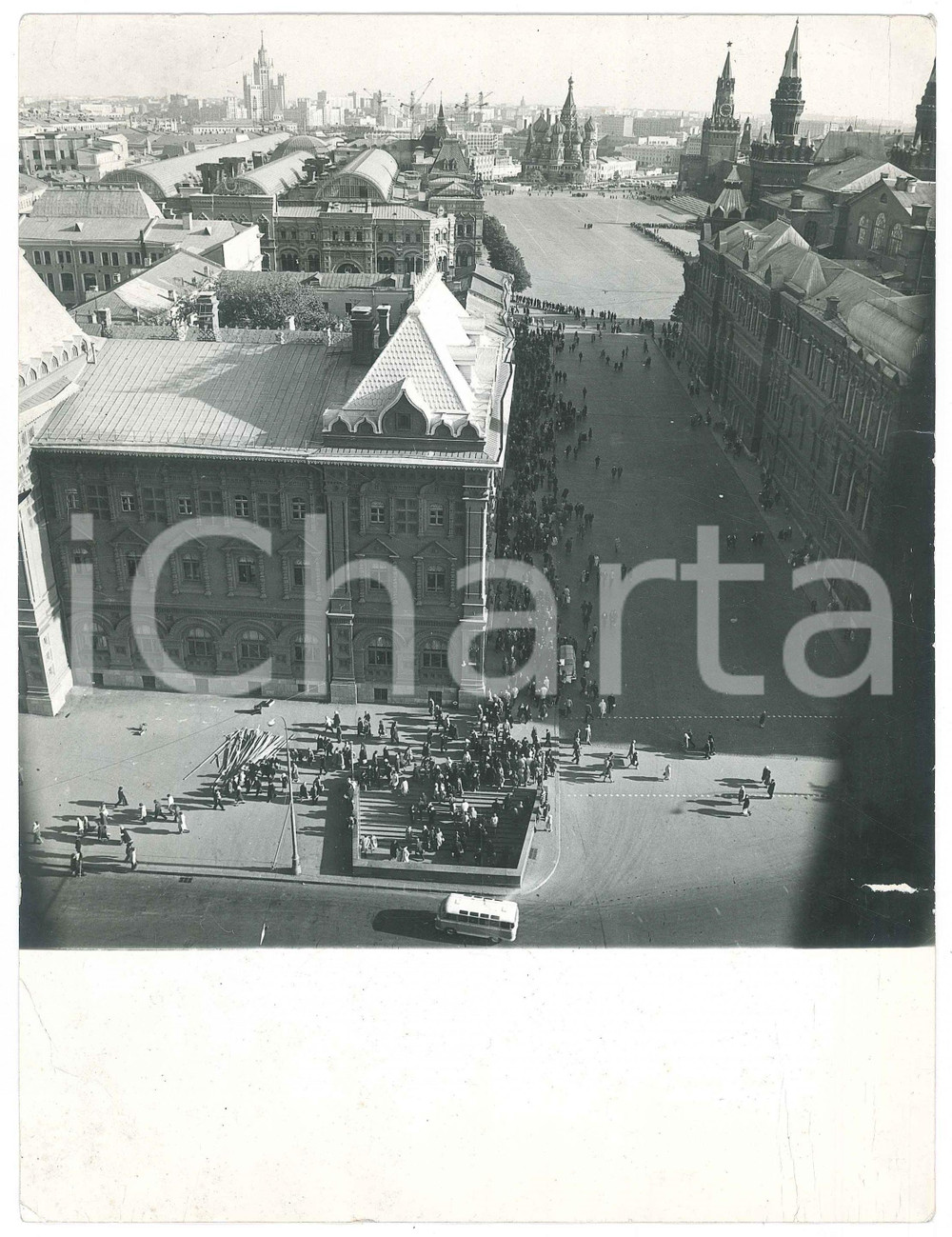 Fotografia d epoca originale 1950 ca MOSCA Piazza Rossa  Veduta aerea  Foto ANIMATA 18x24 cm 1