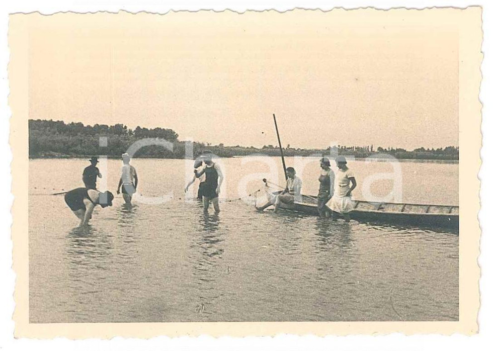Fotografia d epoca originale 1936 LOMELLINA Torrente TERDOPPIO  Pesca sul Po Fotografia 9x6 cm 1
