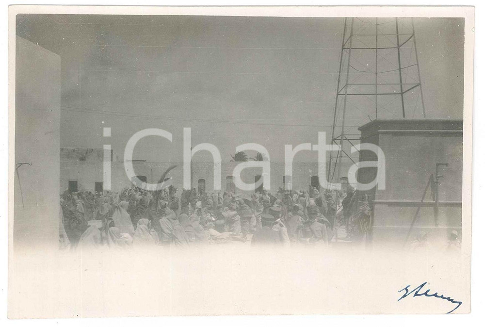 Fotografia d epoca originale 1927 LIBIA ITALIANA  GARIAN  Mercato suk  Foto ANIMATA 14x10 CM 1