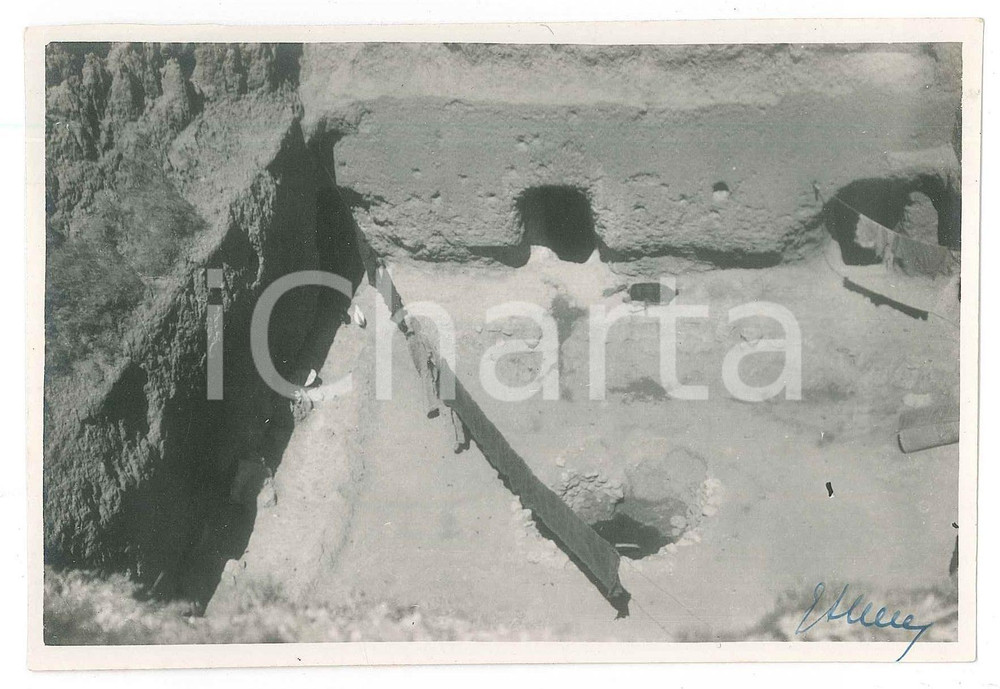 Fotografia d epoca originale 1927 LIBIA ITALIANA  GARIAN  Abitazioni nella roccia  Foto 14x10 cm 1