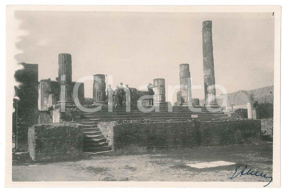 Fotografia d epoca originale 1927 POMPEI NA Area archeologica  Tempio di Giove Foto ANIMATA 14x10 cm 1