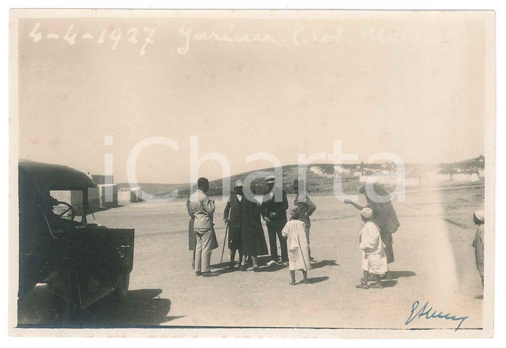 Fotografia d epoca originale 1927 LIBIA ITALIANA  GARIAN  Arrivo di un ufficiale italiano  Foto 14x10 cm 1