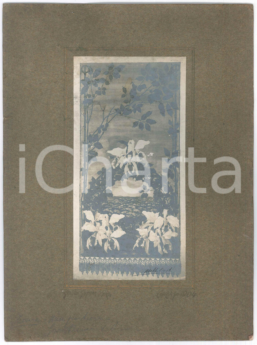 Fotografia d epoca originale 1904 ARTE Oreste UBOLDI Studio Superbo d Arte per concorso  Foto opera 25x33 1