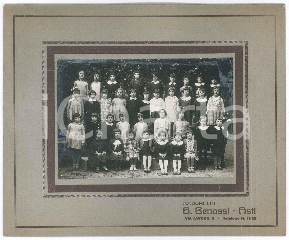 Fotografia d epoca originale 1932 ASTI Classe II elementare  Ritratto Foto G. BENASSI 25x21 cm 1