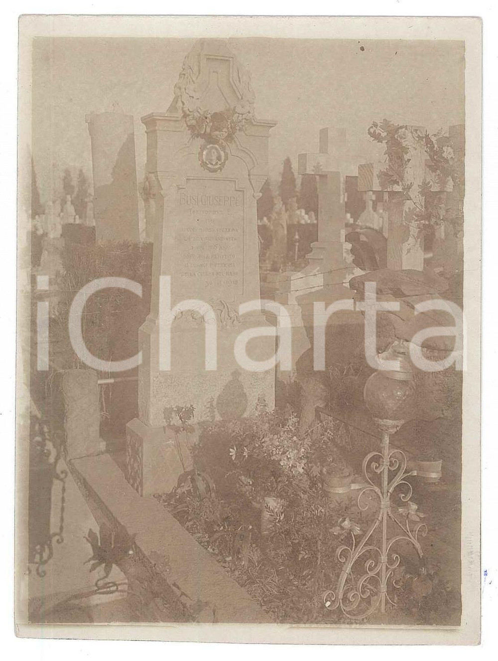 Fotografia d epoca originale 1913 LOMBARDIA  Giuseppe BUSI torpediniere Foto lapide cimitero 9x12 cm 1