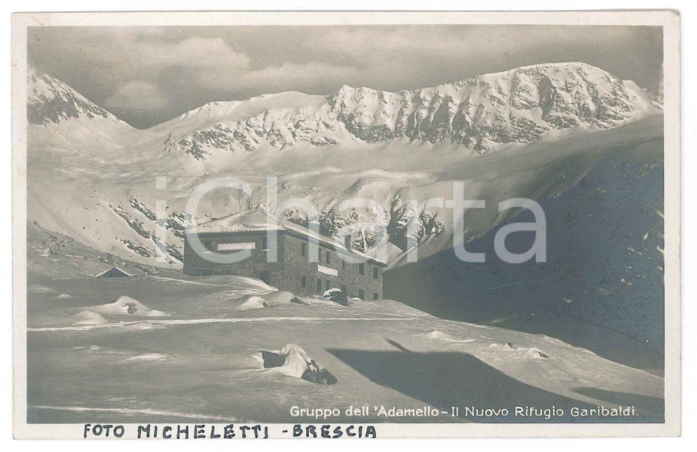 Fotografia d epoca originale 1960 ca ALPI  Gruppo dell Adamello  Nuovo Rifugio GARIBALDI Foto MICHELETTI 1