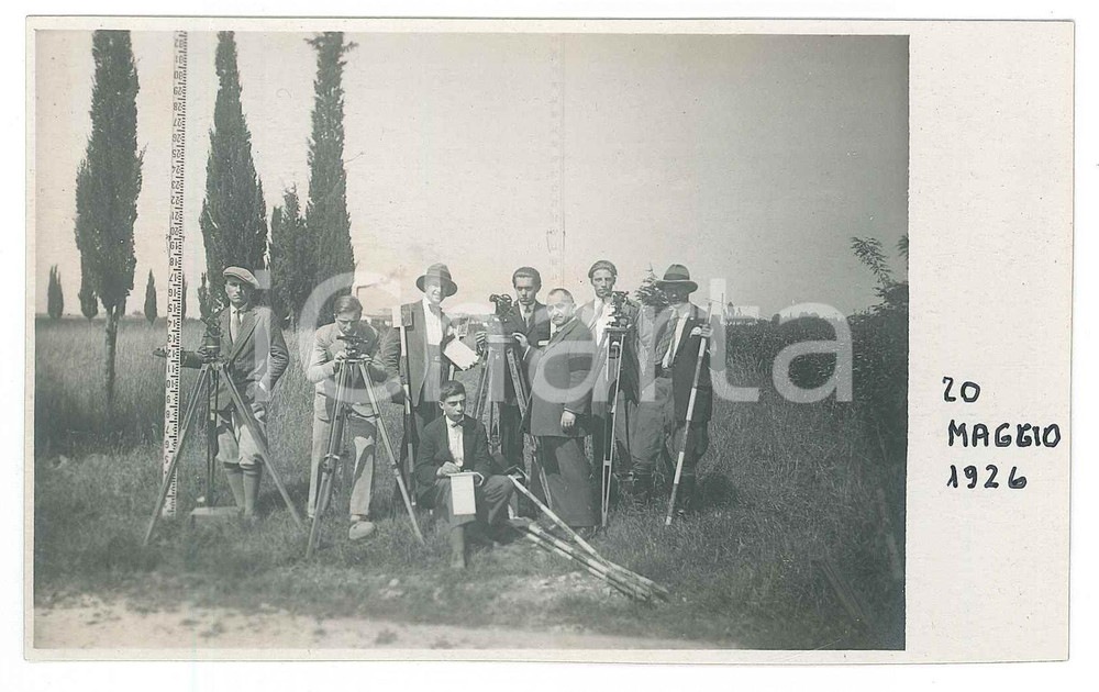 Fotografia d epoca originale 1926 Area di UDINE  Studenti del corso per geometri Foto Manlio LISO 13x8 2 1