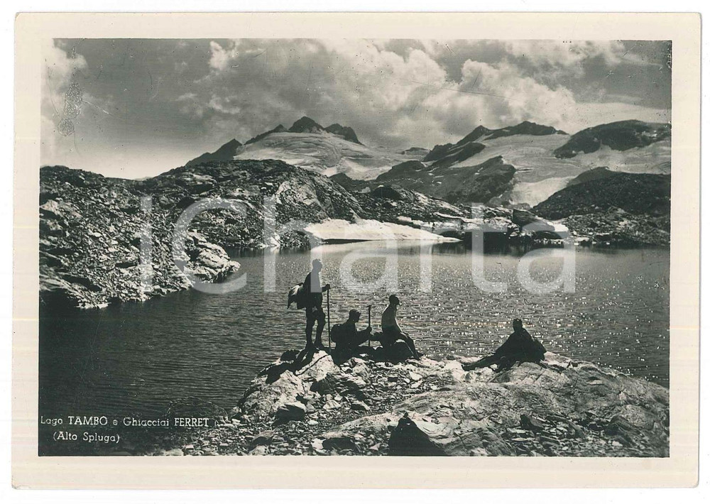 Cartolina originale da collezione 1960 ca LAGHI ALPINI  Lago TAMBO  e Ghiacciai FERRET  Cartolina ANIMATA 1