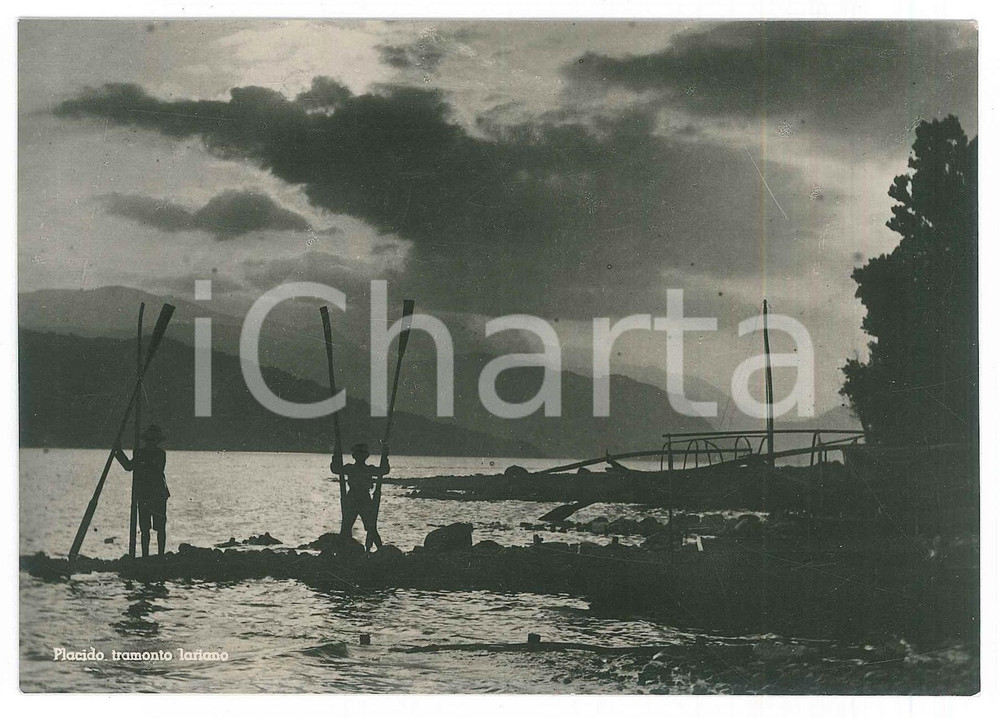 Cartolina originale da collezione 1960 ca LAGHI ALPINI  LOMBARDIA  Placido tramonto lontano  Cartolina FG NV 1