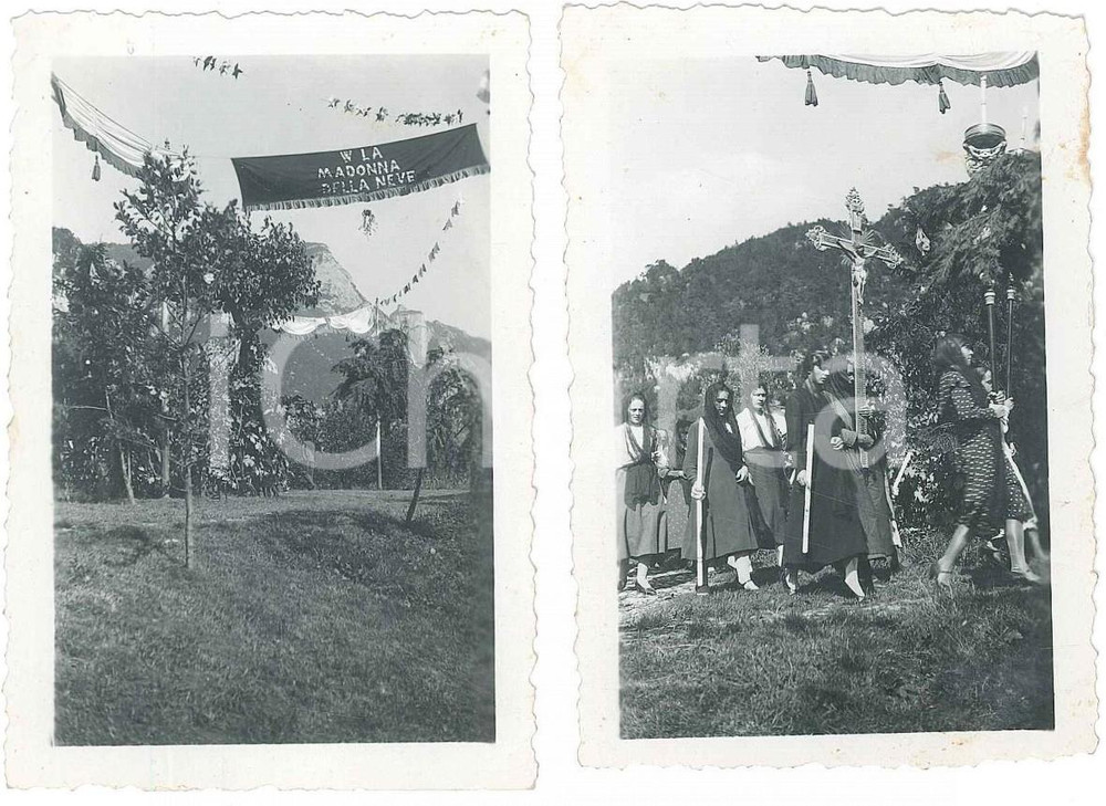Fotografia d epoca originale 1940 ca ALPI Festa MADONNA DELLA NEVE  Processione Lotto 2 foto 6x9 cm 1