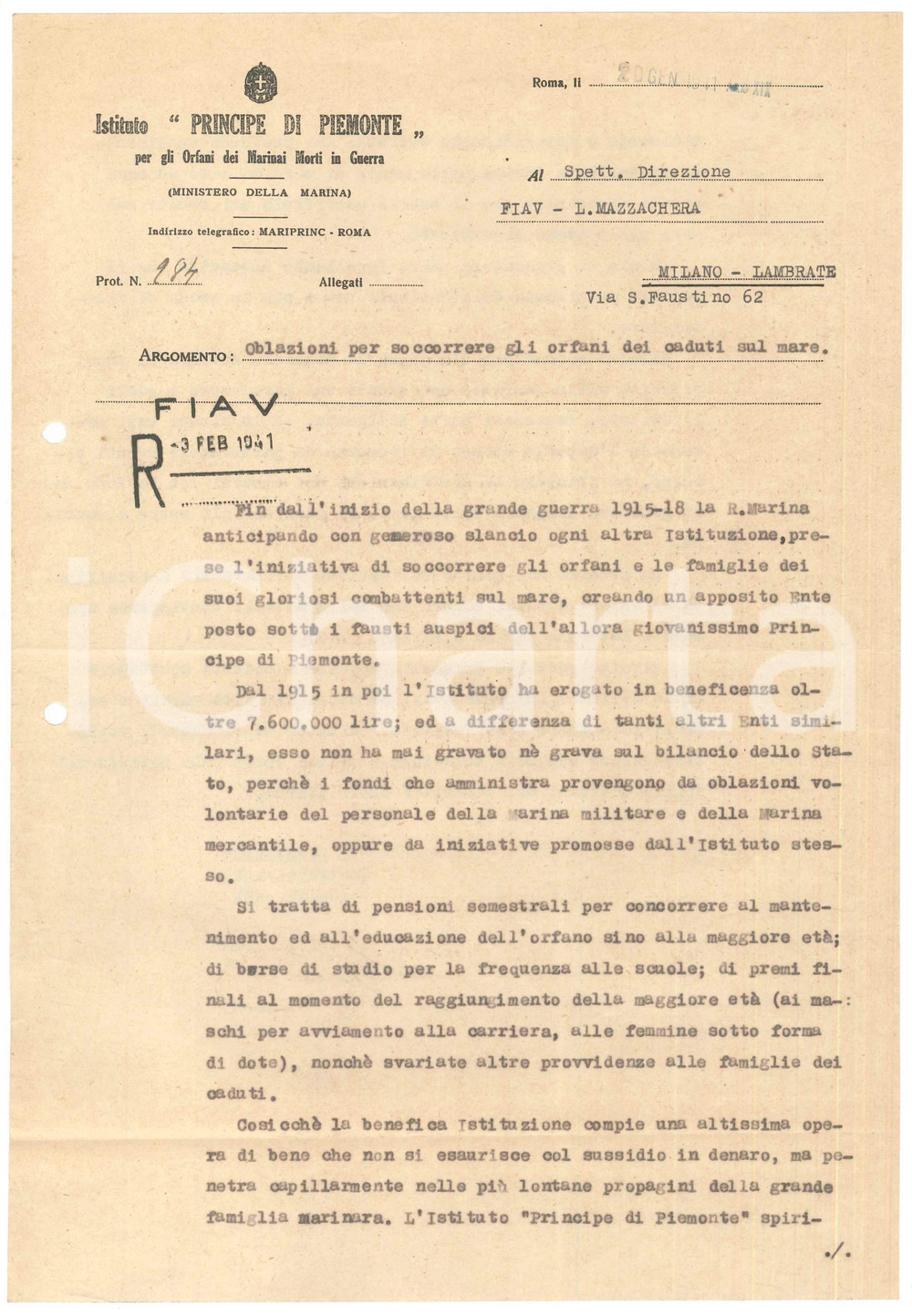 Autografo originale 1911 ROMA Istituto Principe di Piemonte Lettera Guido PO pro orfani Autografo 1