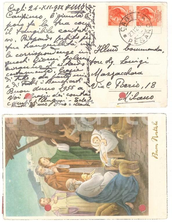 Autografo originale 1954 CAGLI Cartolina mons. Pietro GROSSI a un benefattore AUTOGRAFO 1