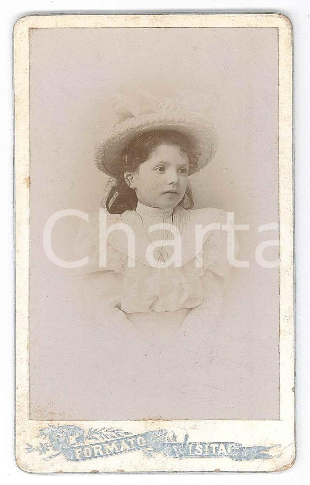 Fotografia d epoca originale 1900 ca COSTUME ITALIA Bambina in abito bianco  Ritratto Foto CDV 1