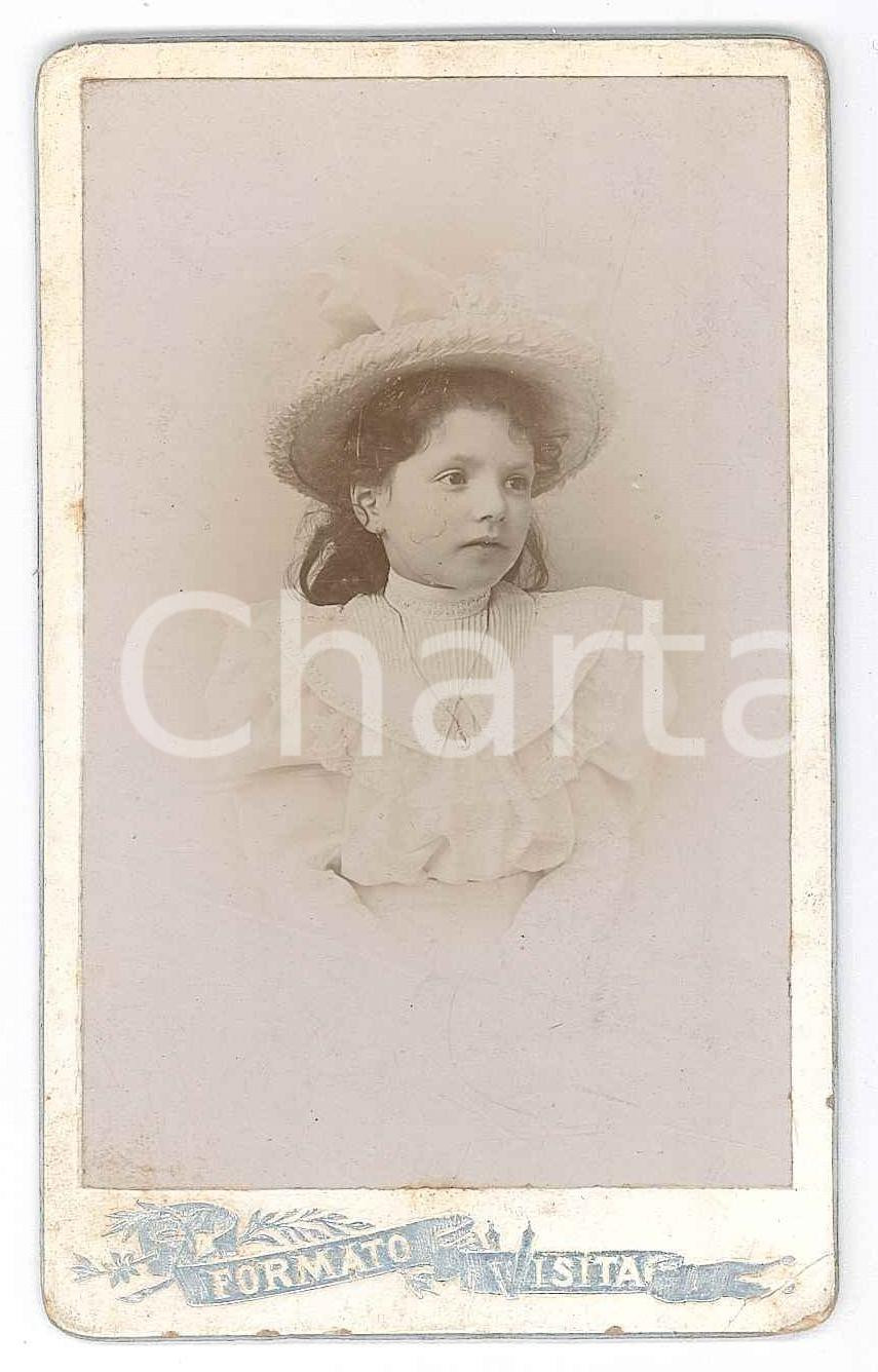 Fotografia d epoca originale 1900 ca COSTUME ITALIA Bambina in abito bianco  Ritratto Foto CDV 1
