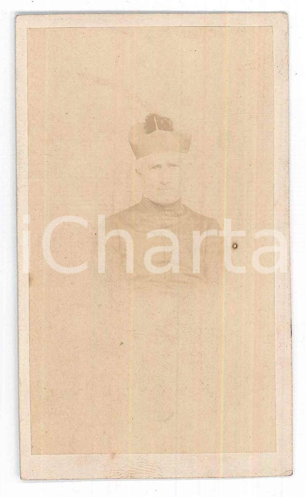 Fotografia d epoca originale 1870 ca COSTUME ITALIA Ritratto di un vescovo  Busto  Foto CDV 1