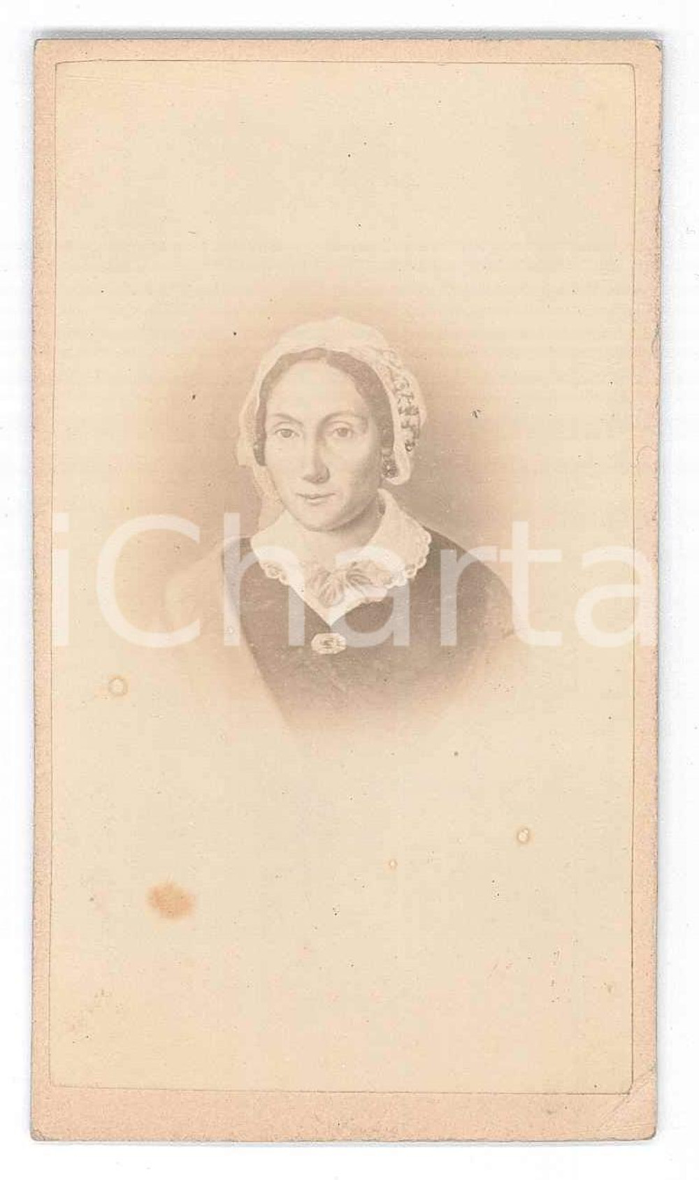 Fotografia d epoca originale 1870 ca ARTE Donna con la cuffietta  Ritratto  Foto di quadro CDV 1